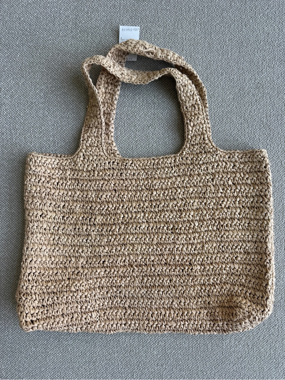 J.Crew NWT Raffia Tote Bag Natural Straw Beach Market Tote Leather Patch $128 - Picture 4 of 4